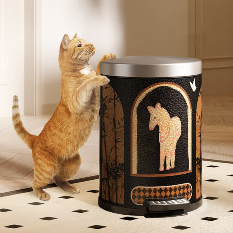 Poubelle luxueuse en cuir vintage