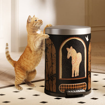 Poubelle luxueuse en cuir vintage
