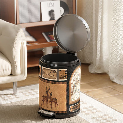 Poubelle luxueuse en cuir vintage