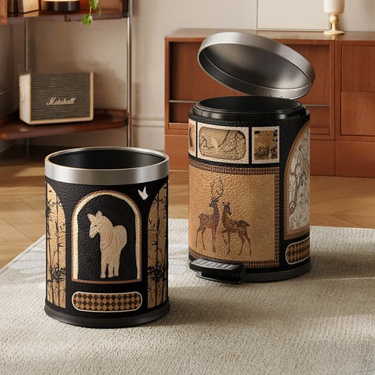 Poubelle luxueuse en cuir vintage
