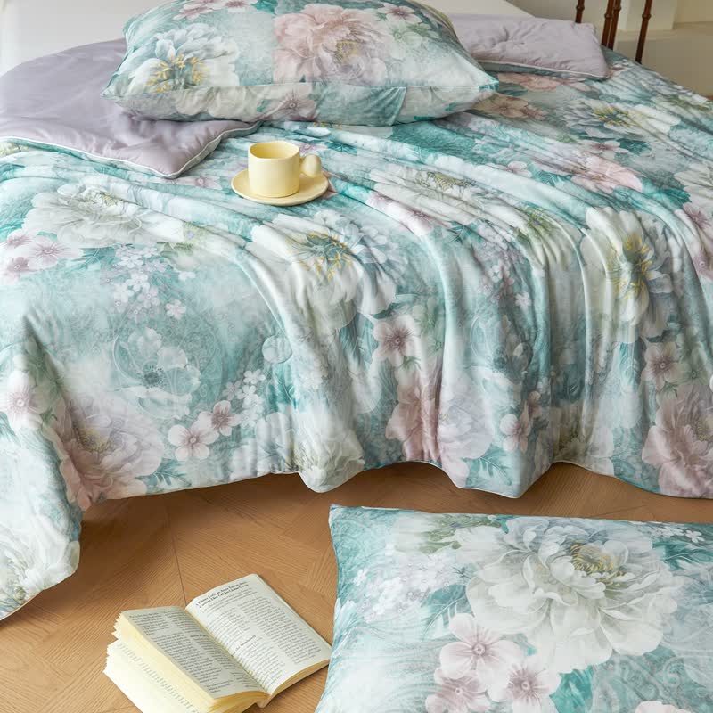 Couverture rafraîchissante élégante et respirante avec motif floral