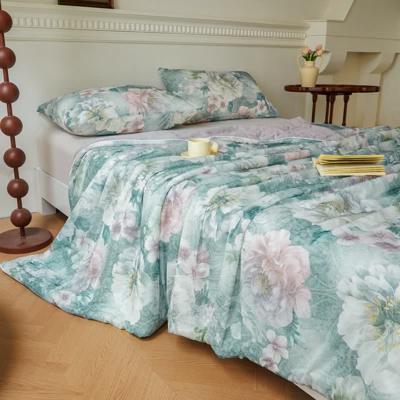 Couverture rafraîchissante élégante et respirante avec motif floral