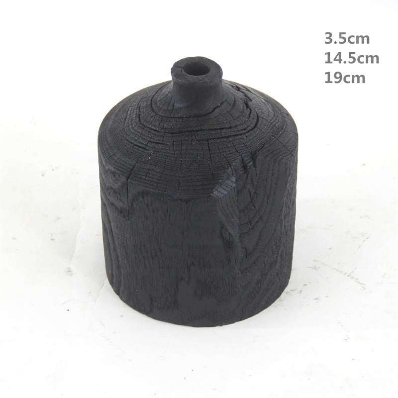 Vase décoratif en bois noir