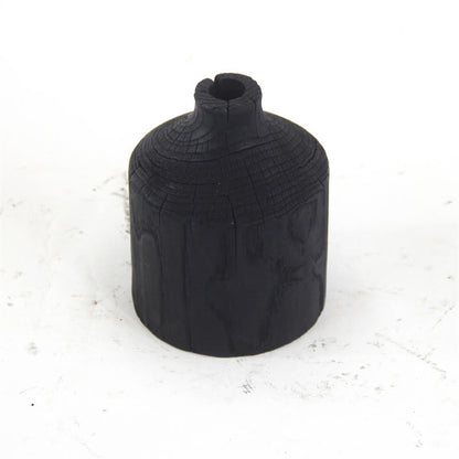 Vase décoratif en bois noir