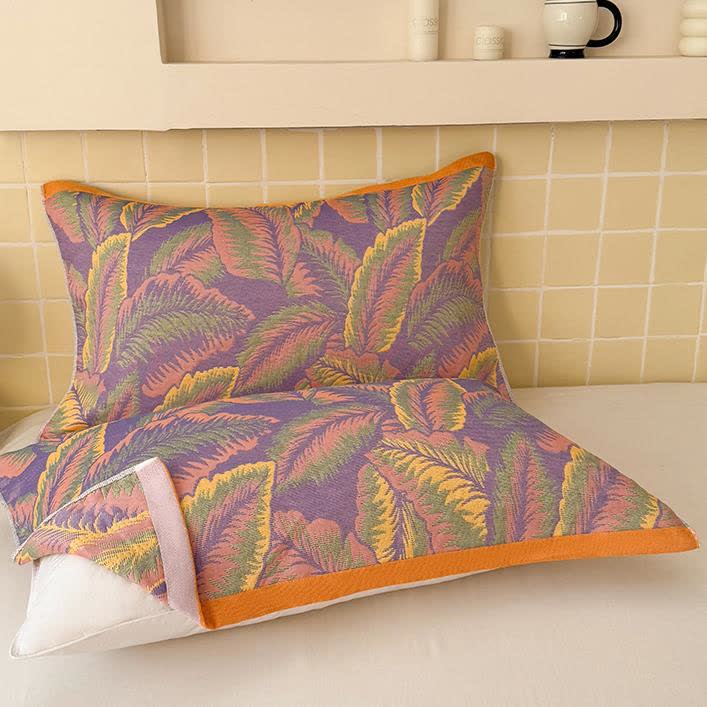 Couverture réversible rustique et respirante avec des feuilles de forêt tropicale