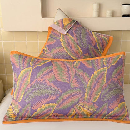 Couverture réversible rustique et respirante avec des feuilles de forêt tropicale