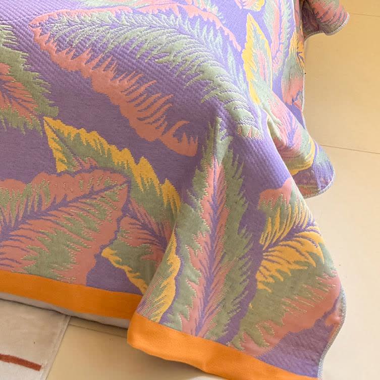 Couverture réversible rustique et respirante avec des feuilles de forêt tropicale