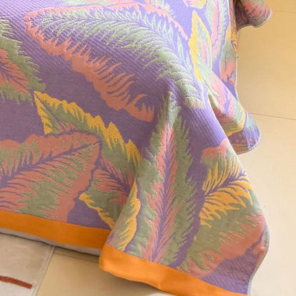 Couverture réversible rustique et respirante avec des feuilles de forêt tropicale