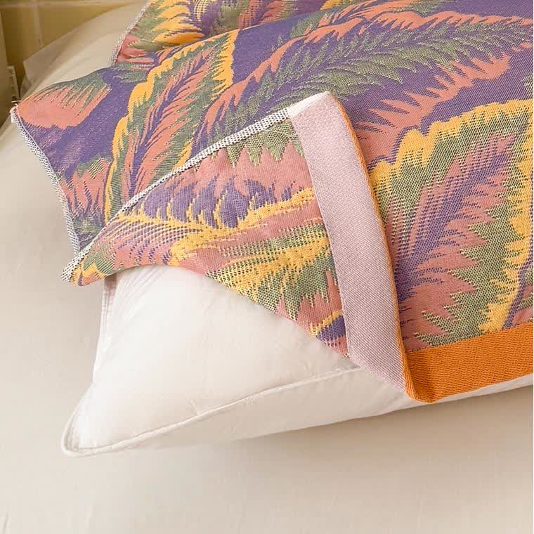 Couverture réversible rustique et respirante avec des feuilles de forêt tropicale