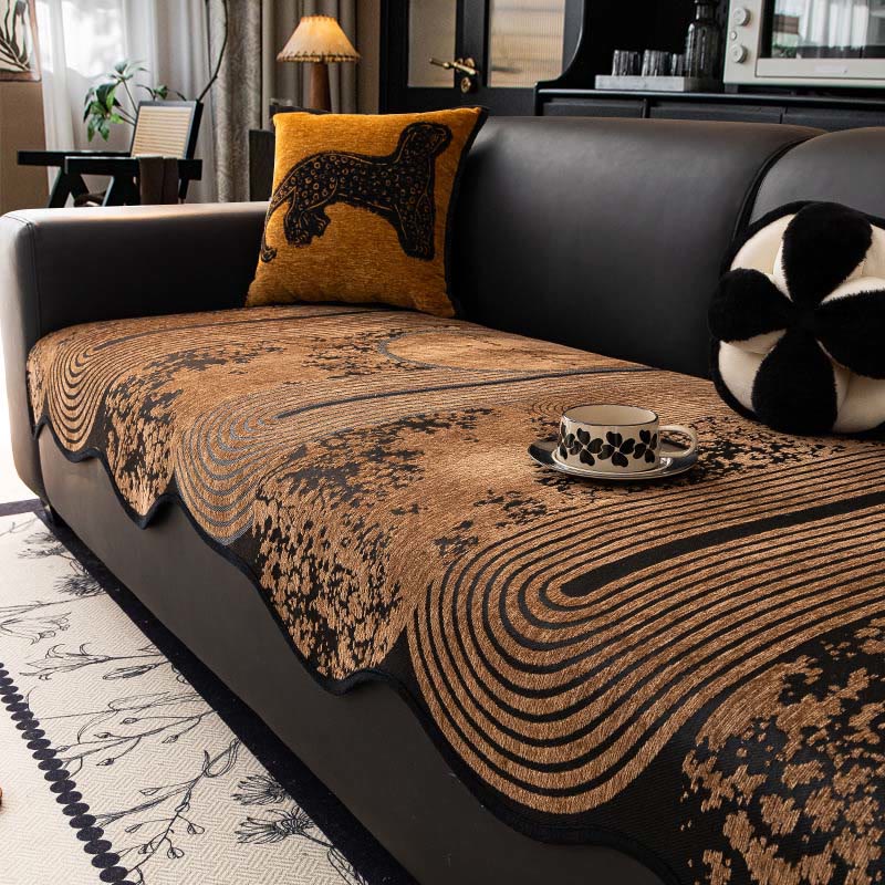 Housse de canapé antidérapante avec motif de vagues rétro