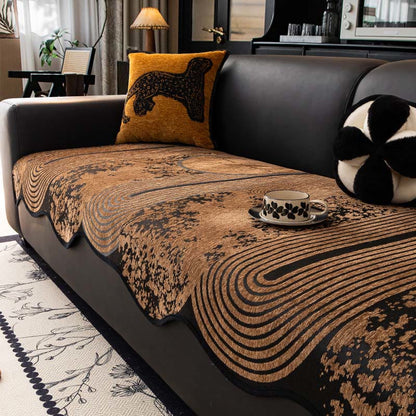Housse de canapé antidérapante avec motif de vagues rétro