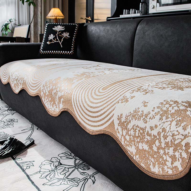 Housse de canapé antidérapante avec motif de vagues rétro