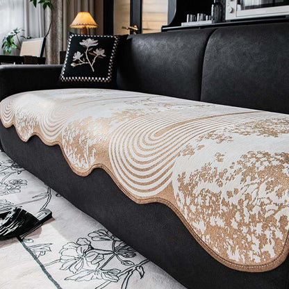 Housse de canapé antidérapante avec motif de vagues rétro