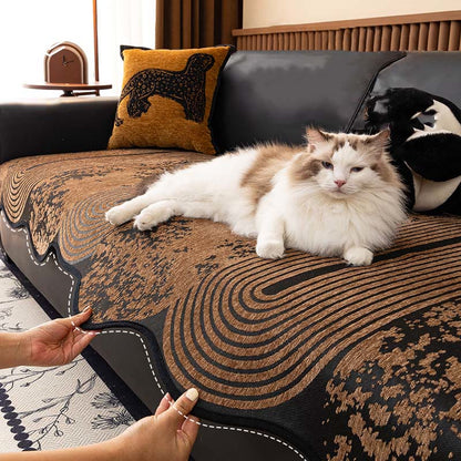 Housse de canapé antidérapante avec motif de vagues rétro