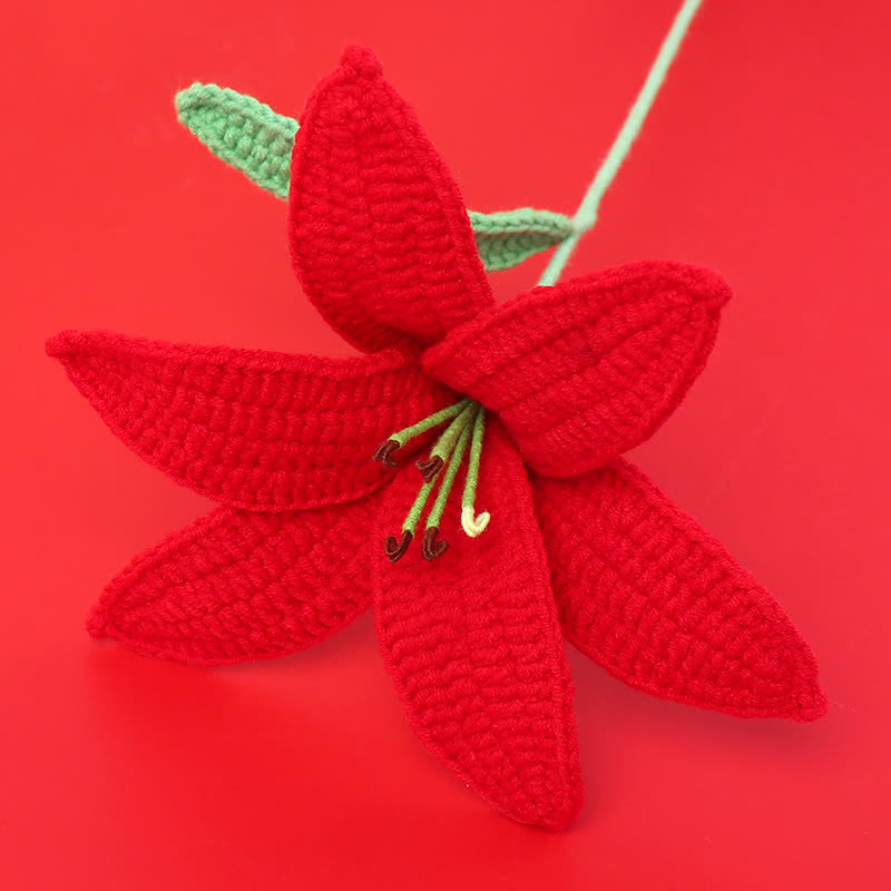 Décoration de branche de lys tricotée à la main au crochet