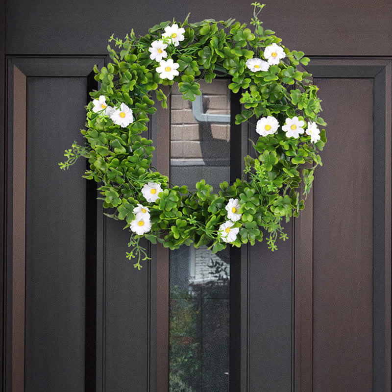 Couronne de trèfle à quatre feuilles artificielle pour la décoration de la maison