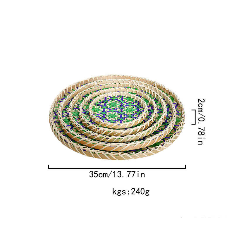 Panier de rangement rond en rotin coloré tissé à la main