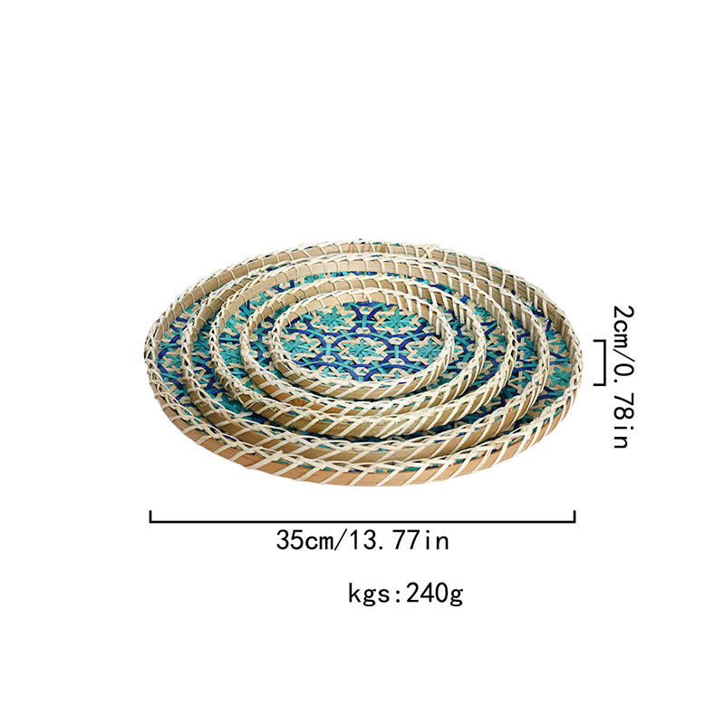 Panier de rangement rond en rotin coloré tissé à la main