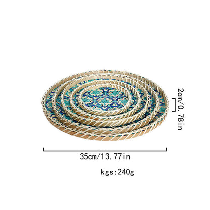 Panier de rangement rond en rotin coloré tissé à la main