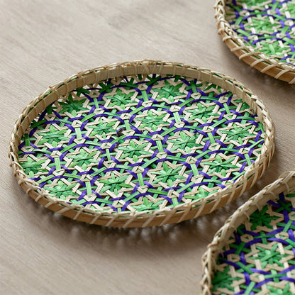 Panier de rangement rond en rotin coloré tissé à la main