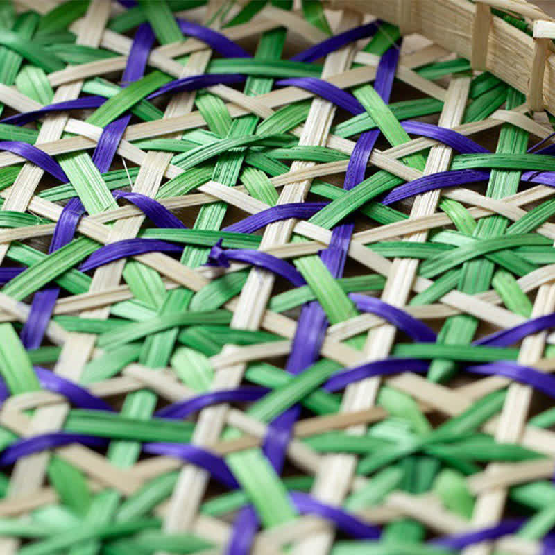 Panier de rangement rond en rotin coloré tissé à la main