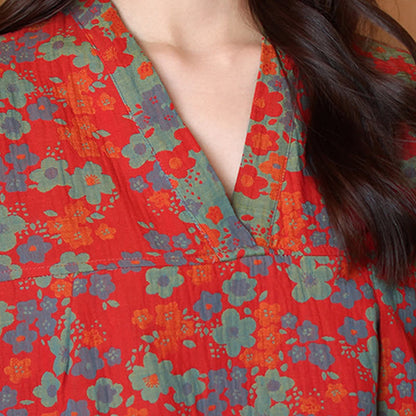 Ensemble pyjama à manches courtes en coton à imprimé floral grande taille