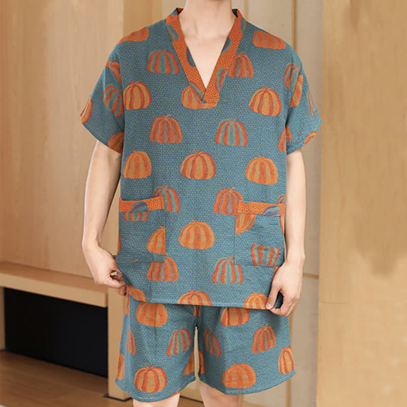 Ensemble pyjama surdimensionné en coton à imprimé citrouille