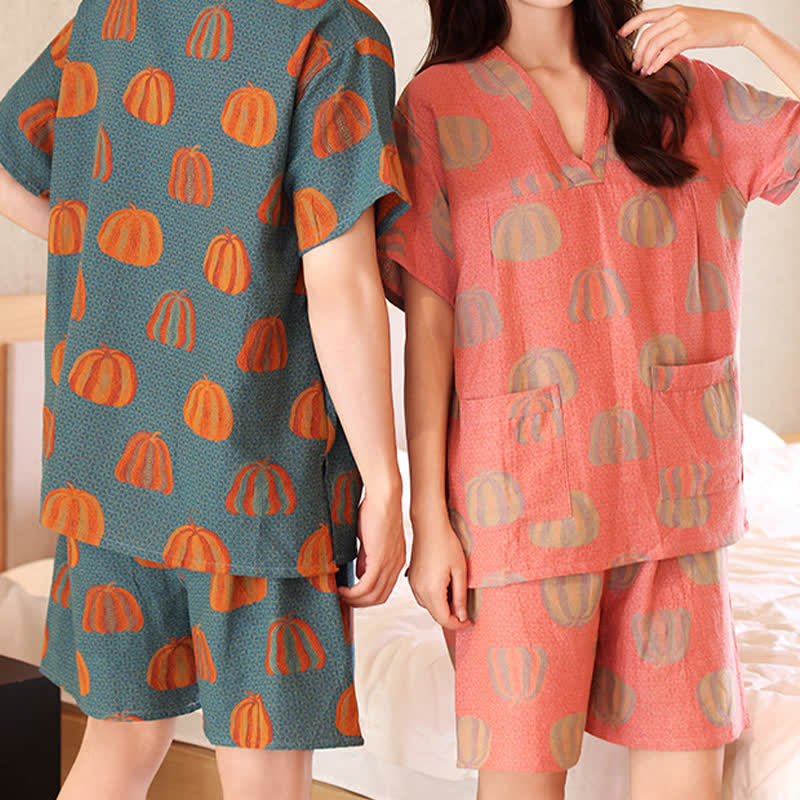 Ensemble pyjama surdimensionné en coton à imprimé citrouille