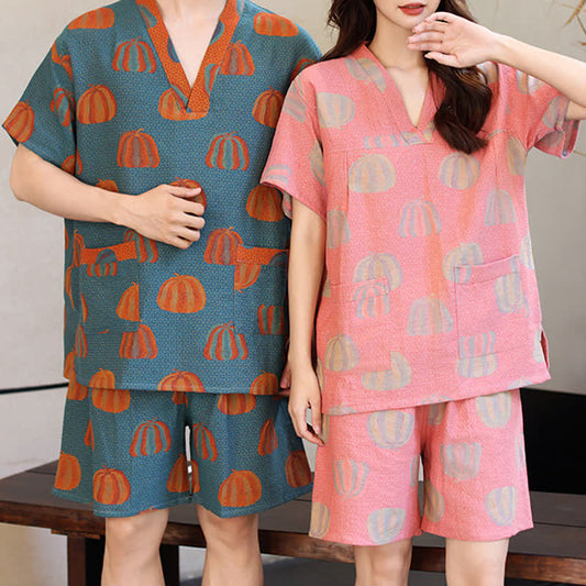 Ensemble pyjama surdimensionné en coton à imprimé citrouille