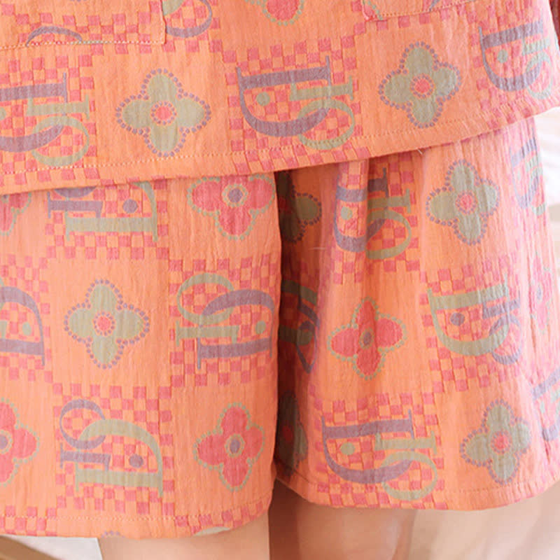 Ensemble pyjama surdimensionné en coton à imprimé citrouille