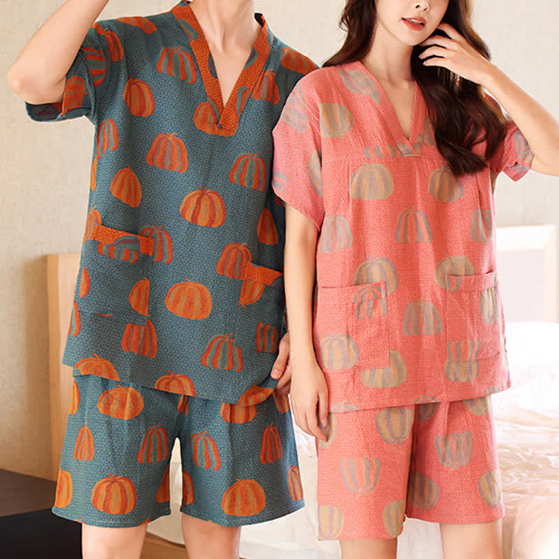 Ensemble pyjama surdimensionné en coton à imprimé citrouille