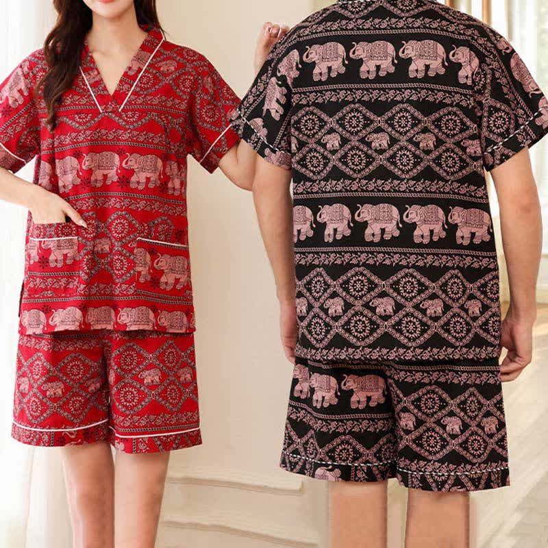 Ensemble de vêtements de nuit rétro en coton pour couples en grande taille
