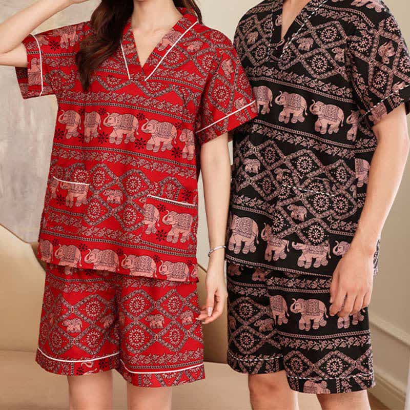 Ensemble de vêtements de nuit rétro en coton pour couples en grande taille