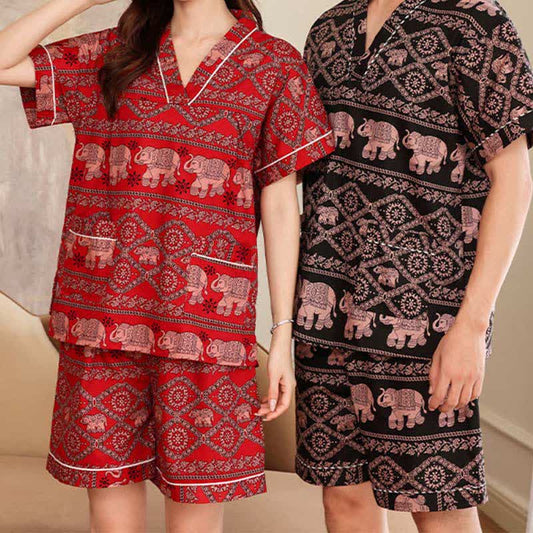 Ensemble de vêtements de nuit rétro en coton pour couples en grande taille