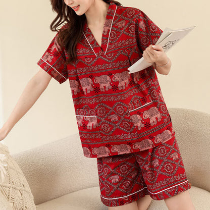 Ensemble de vêtements de nuit rétro en coton pour couples en grande taille
