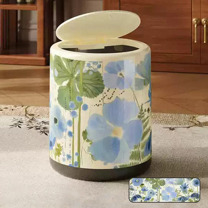 Poubelle décorative de grande capacité et à motif floral