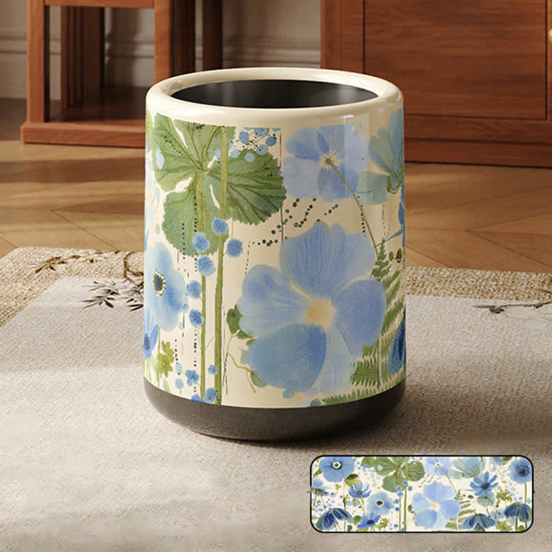 Poubelle décorative de grande capacité et à motif floral