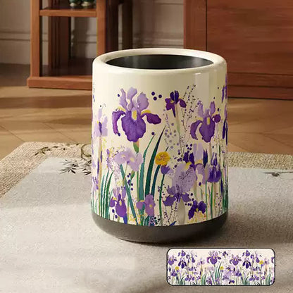 Poubelle décorative de grande capacité et à motif floral