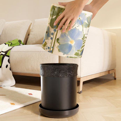 Poubelle décorative de grande capacité et à motif floral