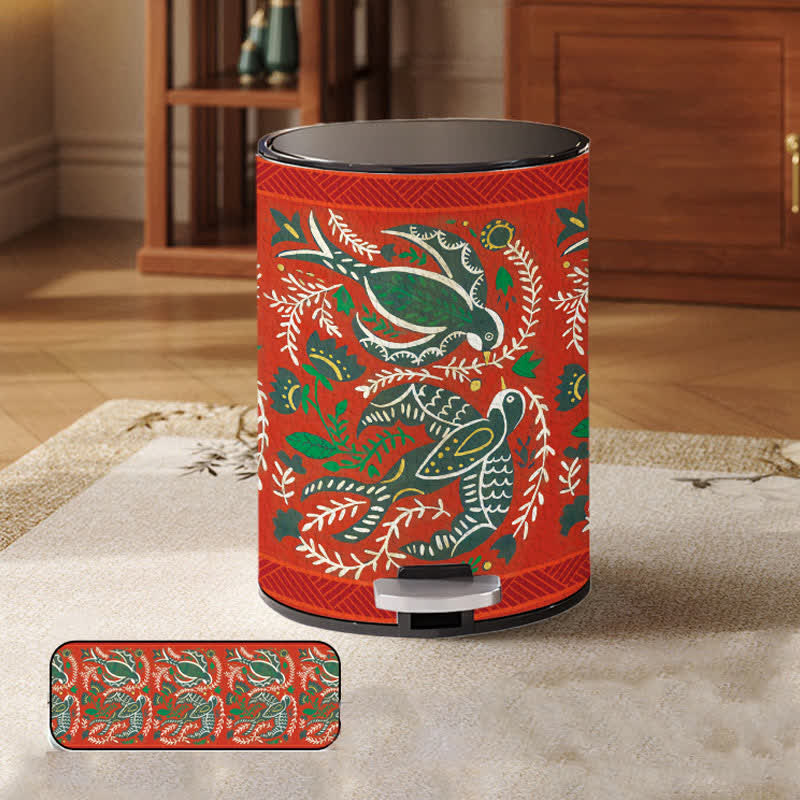 Poubelle robuste de grande capacité et à motif floral