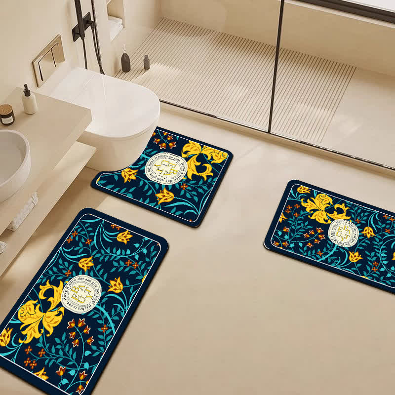 Tapis de bain élégant en boue de diatomées florales, absorbant l'eau, antidérapant