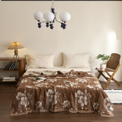 Couette jacquard en gaze de coton de style rétro avec motif floral