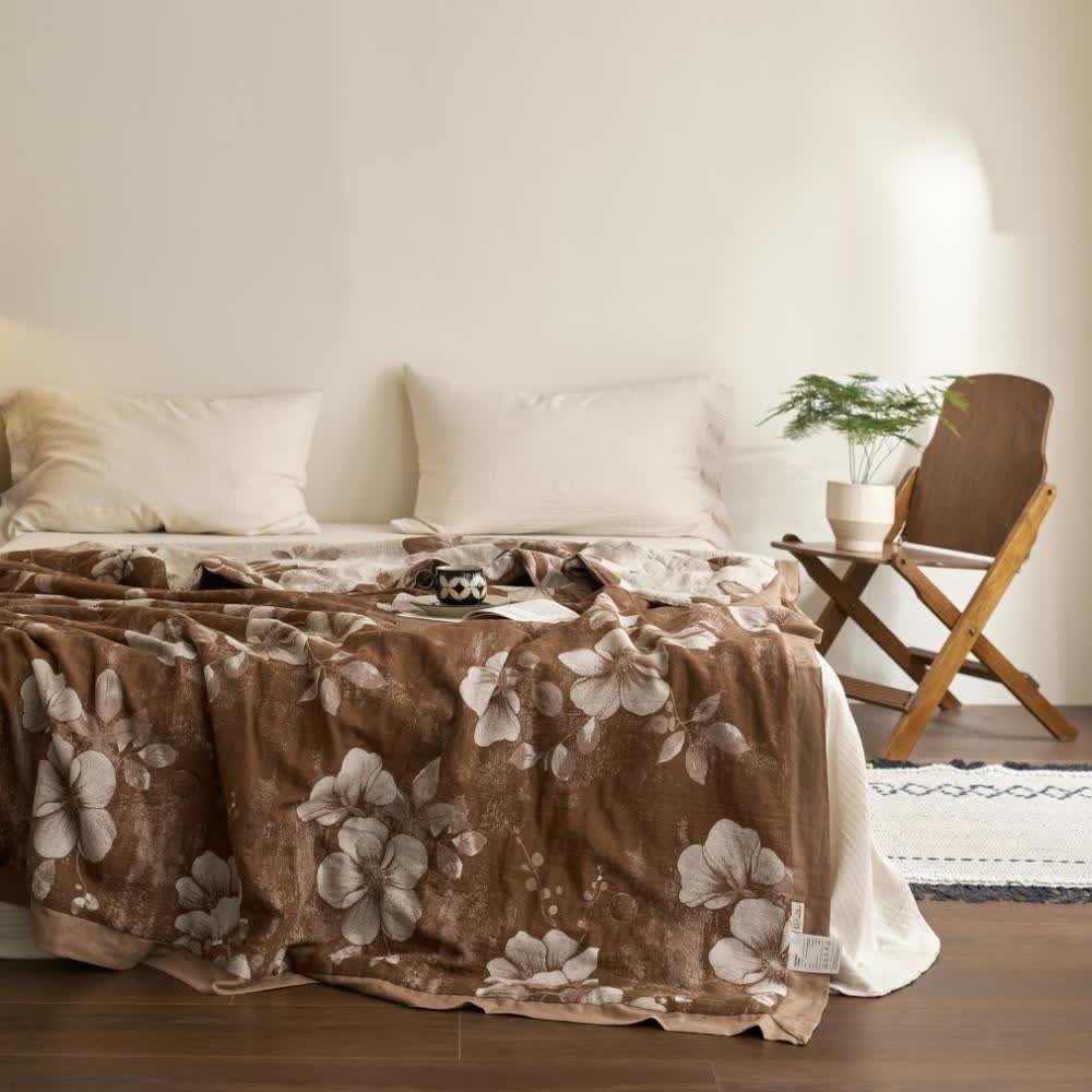 Couette jacquard en gaze de coton de style rétro avec motif floral