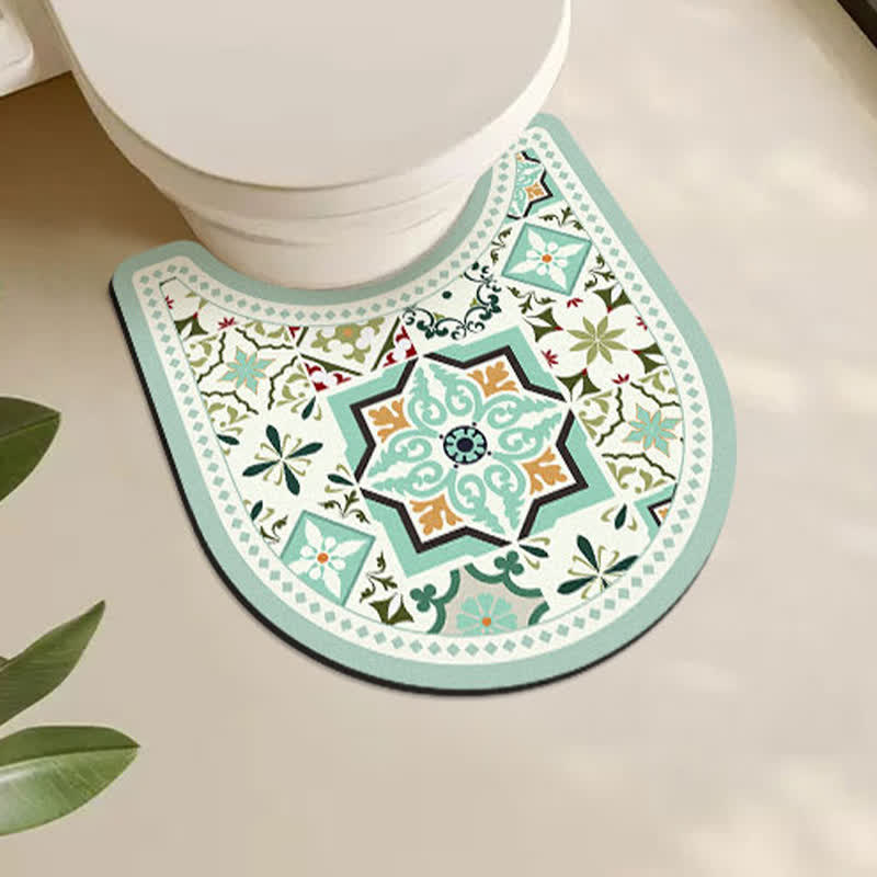 Tapis de bain antidérapant à motif géométrique vintage en boue de diatomées