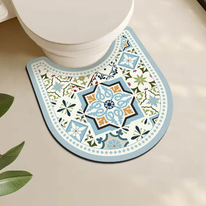 Tapis de bain antidérapant à motif géométrique vintage en boue de diatomées