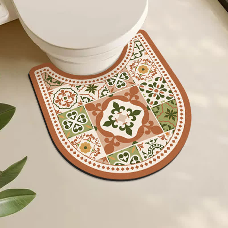 Tapis de bain antidérapant à motif géométrique vintage en boue de diatomées