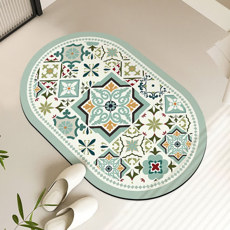 Tapis de bain antidérapant à motif géométrique vintage en boue de diatomées