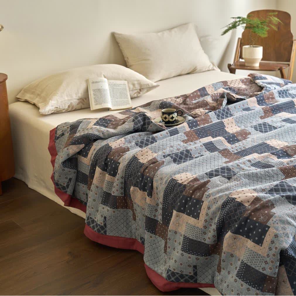 Couette légère en gaze de coton à motif patchwork