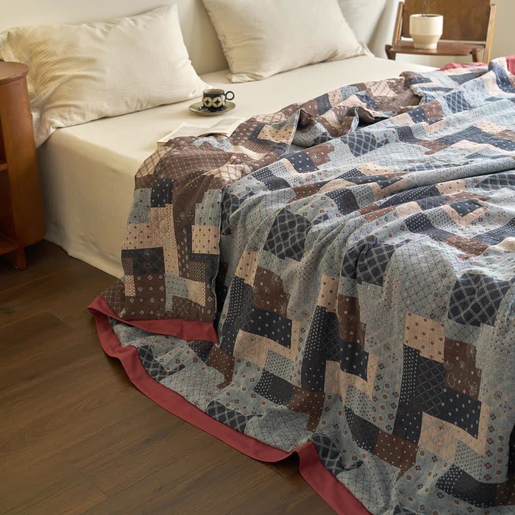 Couette légère en gaze de coton à motif patchwork