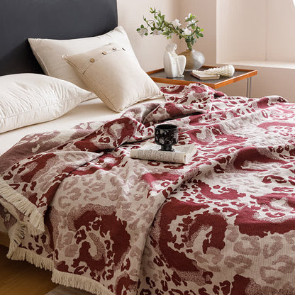 Couette réversible en gaze de coton vintage et pompon